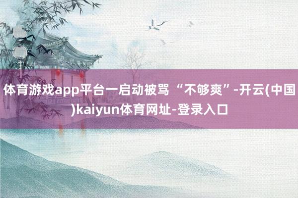 体育游戏app平台一启动被骂 “不够爽”-开云(中国)kaiyun体育网址-登录入口