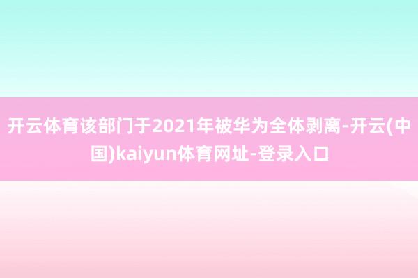 开云体育该部门于2021年被华为全体剥离-开云(中国)kaiyun体育网址-登录入口