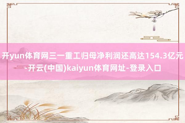 开yun体育网三一重工归母净利润还高达154.3亿元-开云(中国)kaiyun体育网址-登录入口