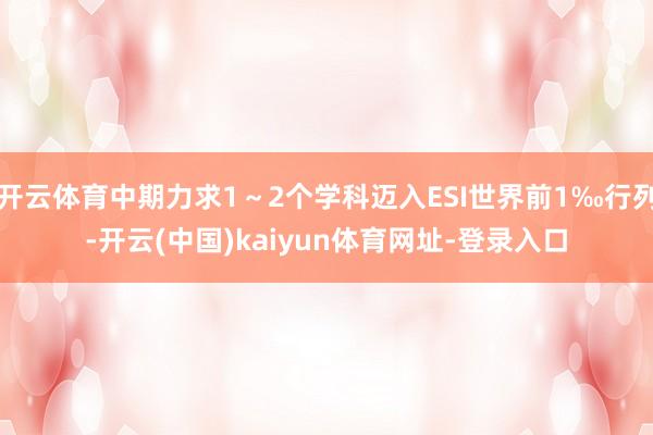 开云体育中期力求1～2个学科迈入ESI世界前1‰行列-开云(中国)kaiyun体育网址-登录入口